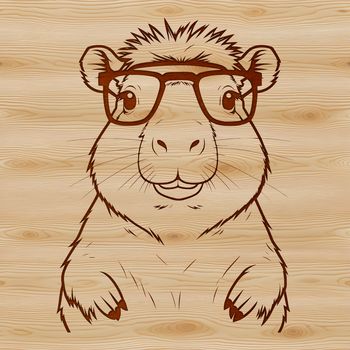 A rodent, the capybara, depicted wearing glasses in a vector format.