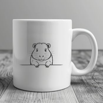 A capybara peeking out from behind a water lily in a vector design.