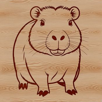 A vector graphic illustration of a South American capybara rodent, suitable for various digital applications.