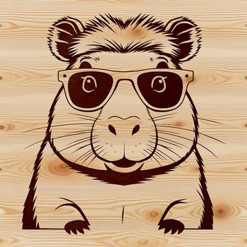 An illustrated capybara wearing sunglasses in a digital format.