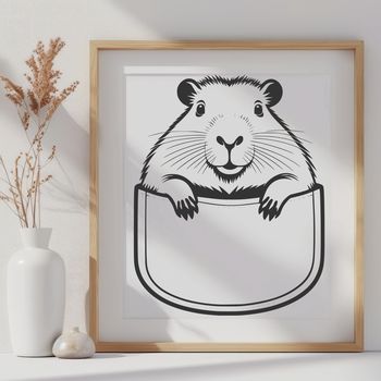 A realistic vector illustration of a capybara, a large rodent native to South America.