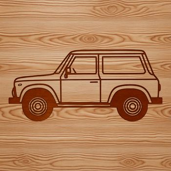 An SVG design of a car suitable for cutting with a machine or editing in graphic design software.