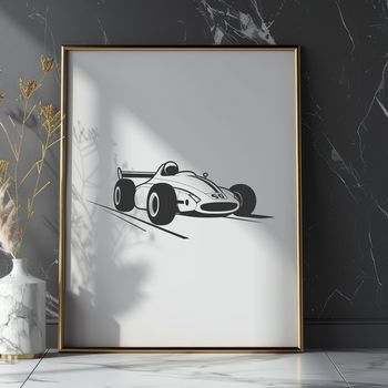 A sleek, high-performance racing car with bold lines and vibrant colors.