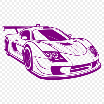 A sleek racing car designed as vector art with bold lines and angles.