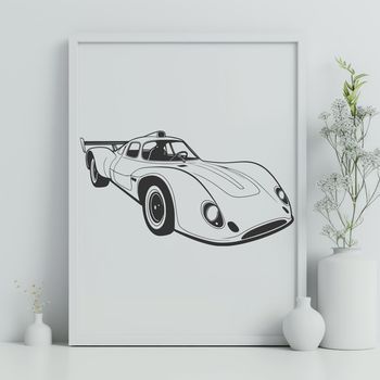 A high-speed racing car with sleek design, ready for vector illustration or cutting machine projects.