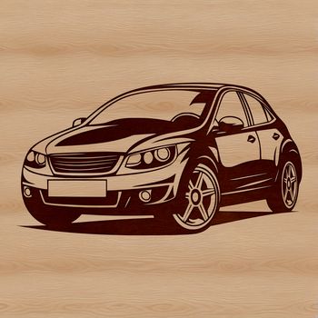A detailed SVG illustration of a car with bold lines and simple shapes.