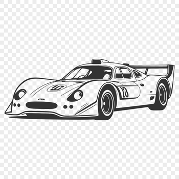 A high-speed racing car with sleek design and detailed features, suitable for vector art projects.