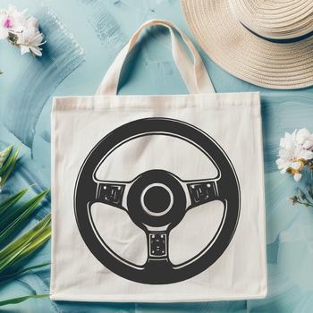 A detailed illustration of a car steering wheel for use in design projects.