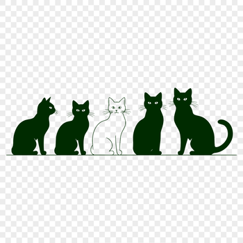 A simple illustration of a domesticated feline with whiskers and fur texture.