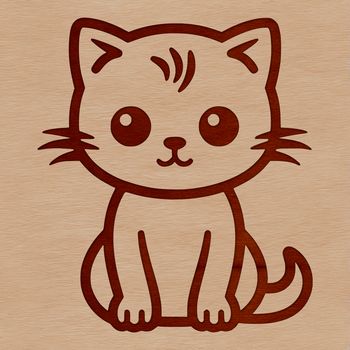 A simple line drawing of a cute sitting cat with basic features.