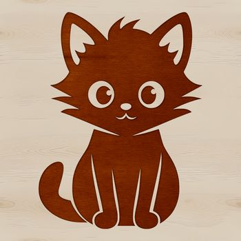 A cute cartoon-style illustration of a domesticated cat sitting on its haunches.