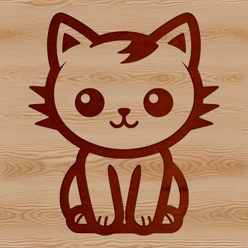 A cute cartoon cat sitting on its haunches, depicted as a simple vector design.