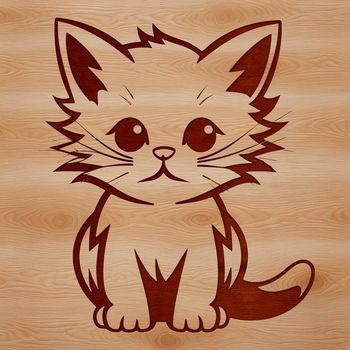 A cute cartoon cat sitting on its haunches, depicted as a simple vector graphic.
