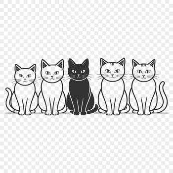 Illustration of a domesticated cat sitting on a surface, suitable for digital design and cutting machine projects.