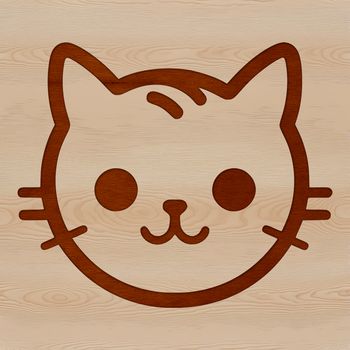 A simple line drawing of a cute cat's head.