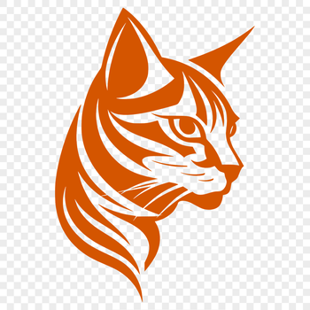 A cat's head rendered as vector art with clean lines and crisp details.