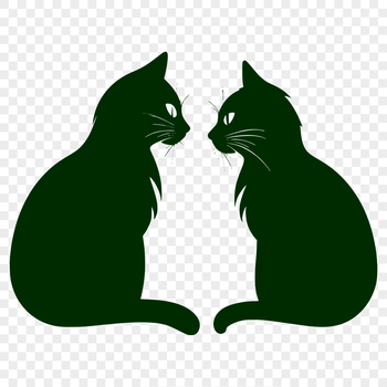 A cartoon illustration of a sitting cat in full body pose.