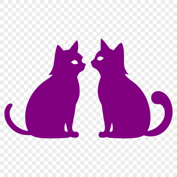 A full-body illustration of a domesticated cat in a sitting position.