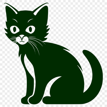A cartoon illustration of a sitting cat in profile.