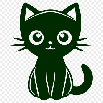 A full-body illustration of a sitting cat in a simple vector design.