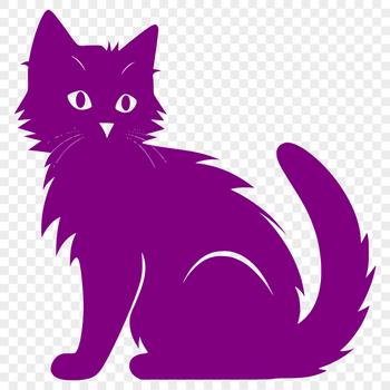 A simple illustration of a sitting cat from the side, showcasing its full body in a straightforward style.