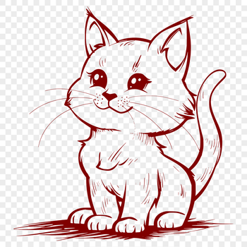 A cute, furry kitten sitting on its haunches, making it easy to use as clip art in various design projects.