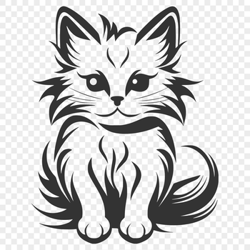 A full-body illustration of a cat sitting on its haunches, suitable for vector design and cutting machine applications.