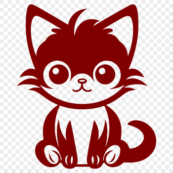 A full-body illustration of a cute cat sitting down.