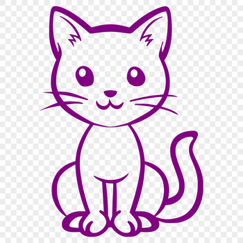 Simple line drawing of a cute sitting cat.