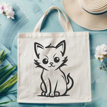 A full-body illustration of a sitting cat, suitable for various uses such as graphic design and crafting.