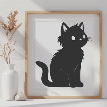 A cartoon-style illustration of a domesticated cat in full body pose, suitable for digital cutting machines like Cricut.