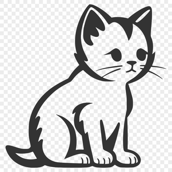 A full-body illustration of a sitting cat, depicted in vector format.