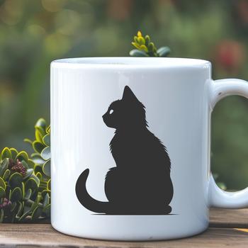 A detailed illustration of a sitting cat from full body view.