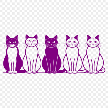 Vector illustration of a domesticated cat with whiskers and ears.