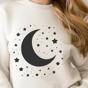 A scalable vector graphic (SVG) illustration of the moon in space.