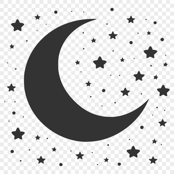 A round, detailed illustration of the Moon in space.