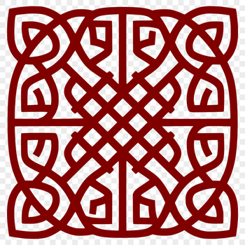A stylized Celtic knot pattern with intricate embellishments and ornate shapes, suitable for vector art designs.