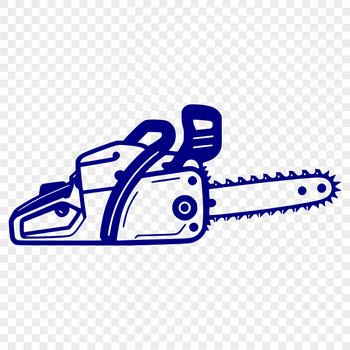 A graphic representation of a chainsaw tool for design projects.