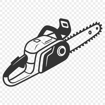 A detailed illustration of a chainsaw, ideal for vector art projects in formats like PDF and DXF.