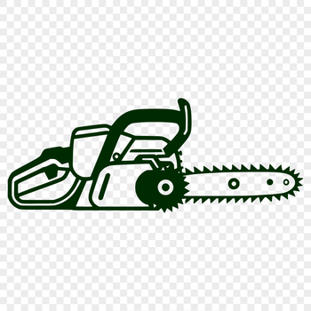 A detailed vector illustration of a chainsaw tool with moving parts and sharp teeth.