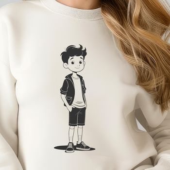 A boy silhouette made from simple lines and shapes, suitable for vector art projects.