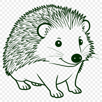 An SVG graphic representation of a hedgehog with clean lines and precise details.