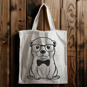 A cartoon otter wearing glasses with a curious expression, suitable for vector graphics projects.