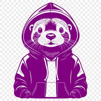 A detailed illustration of a playful otter animal in a semi-abstract style.