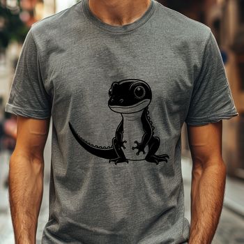 A digital illustration of a salamander in its natural habitat.