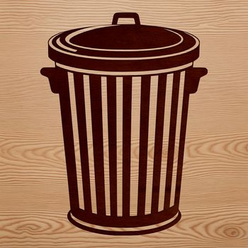 A simple vector design of a waste bin with a rounded lid and compact body.