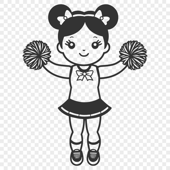 A vector illustration of a young girl wearing a cheerleading uniform and pom-poms.