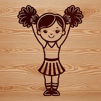 An SVG graphic of a girl in a cheerleading outfit performing acrobatics.