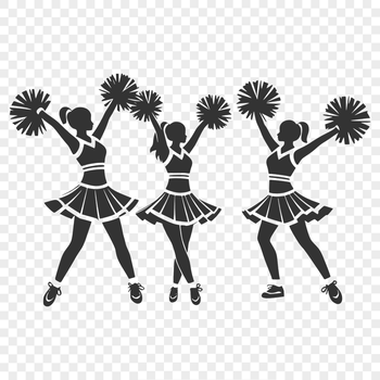 A stylized illustration of a young female cheerleader in a sporty uniform.