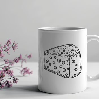 A detailed, scalable illustration of a wheel of cheese.